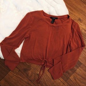 Burnt orange Long Sleeve Crop Top